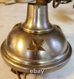 ANTIQUE PAIR OF LANTERNS LAMPS NICKEL PLATE BRASS With STARS & EAGLE FINIAL