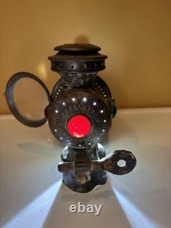 ANTIQUE ROSE MfG NEVEROUT INSULATED BICYCLE KEROSENE SAFETY LAMP LANTERN