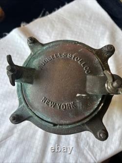 ANTIQUE RUSSELL & STOLL Co. BRASS NAUTICAL Bridge Light Lantern Red Lens 12