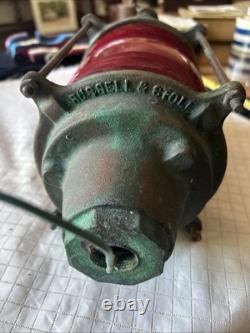 ANTIQUE RUSSELL & STOLL Co. BRASS NAUTICAL Bridge Light Lantern Red Lens 12