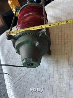 ANTIQUE RUSSELL & STOLL Co. BRASS NAUTICAL Bridge Light Lantern Red Lens 12