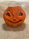 ANTIQUE VINTAGE HALLOWEEN PAPER MACHE PUMPKIN JACK O LANTERN with INSERT