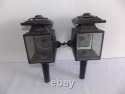 ANTIQUE VINTAGE Pair Coach Carriage Buggy Automobile Candle Lanterns Lamps WOW
