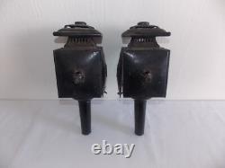 ANTIQUE VINTAGE Pair Coach Carriage Buggy Automobile Candle Lanterns Lamps WOW