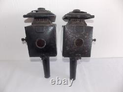 ANTIQUE VINTAGE Pair Coach Carriage Buggy Automobile Candle Lanterns Lamps WOW