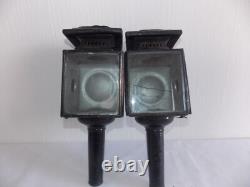 ANTIQUE VINTAGE Pair Coach Carriage Buggy Automobile Candle Lanterns Lamps WOW