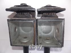 ANTIQUE VINTAGE Pair Coach Carriage Buggy Automobile Candle Lanterns Lamps WOW