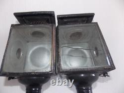 ANTIQUE VINTAGE Pair Coach Carriage Buggy Automobile Candle Lanterns Lamps WOW