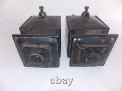 ANTIQUE VINTAGE Pair Coach Carriage Buggy Automobile Candle Lanterns Lamps WOW