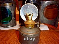 ANTIQUE VINTAGE Railroad Signal Lamp Lantern w burner repainted