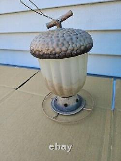 ANTIQUE VINTAGE Very Old Rare BIRD FEEDER Accorn Lantern See Pics Trl7