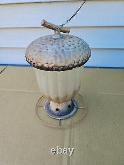 ANTIQUE VINTAGE Very Old Rare BIRD FEEDER Accorn Lantern See Pics Trl7