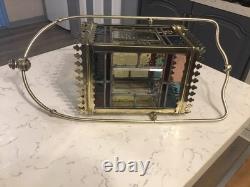 A BEAUTIFUL ANTIQUE BRASS & STAINED GLASS HALL LANTERN, circa-1870