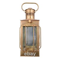 (A) Vintage Nautical Brass Ship Lantern Kerosene Oil Lamp Caged Hanging Lantern