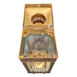 (A) Vintage Nautical Brass Ship Lantern Kerosene Oil Lamp Caged Hanging Lantern
