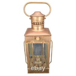 (A) Vintage Nautical Brass Ship Lantern Kerosene Oil Lamp Caged Hanging Lantern
