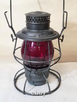 Adlake Reliable Keystone PS Pennsylvania System Antique Lantern & Red Globe