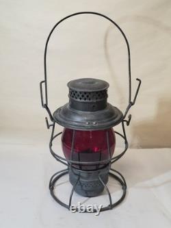 Adlake Reliable Keystone PS Pennsylvania System Antique Lantern & Red Globe