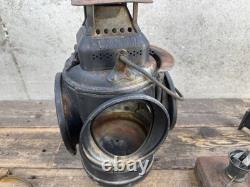 Adlake Vintage Railroad Lamp Lantern Complete Including Bracket Burner, Glass