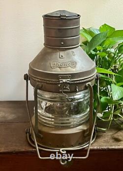 Ahoy! Vintage Anchor Brand Ships Lantern Lamp Great Color! Complete Original