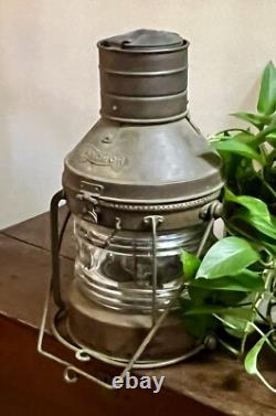 Ahoy! Vintage Anchor Brand Ships Lantern Lamp Great Color! Complete Original