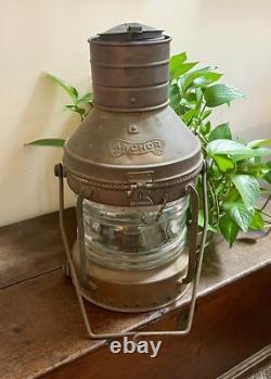 Ahoy! Vintage Anchor Brand Ships Lantern Lamp Great Color! Complete Original