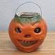 All-Original Antique Vintage Halloween Paper Mache Pulp Jack o' Lantern, 30s-40s