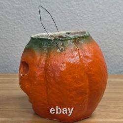 All-Original Antique Vintage Halloween Paper Mache Pulp Jack o' Lantern, 30s-40s