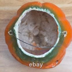 All-Original Antique Vintage Halloween Paper Mache Pulp Jack o' Lantern, 30s-40s