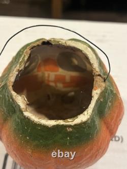 All-Original Antique Vintage Halloween Paper Mache Pulp Jack o' Lantern, 30s-40s
