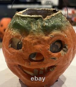 All-Original Antique Vintage Halloween Paper Mache Pulp Jack o' Lantern, 30s-40s All-Original Antique Vintage Halloween Paper Mache Pulp Jack o' Lantern, 30s-40s