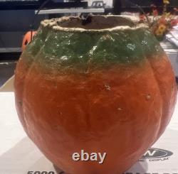 All-Original Antique Vintage Halloween Paper Mache Pulp Jack o' Lantern, 30s-40s