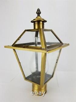 American Lantern Post Light Fixture Antique Brass Base Vintage Pinecone top