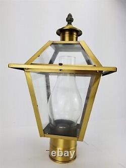 American Lantern Post Light Fixture Antique Brass Base Vintage Pinecone top
