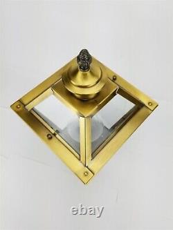 American Lantern Post Light Fixture Antique Brass Base Vintage Pinecone top