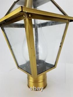 American Lantern Post Light Fixture Antique Brass Base Vintage Pinecone top