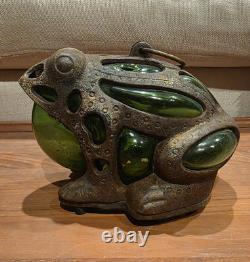 AntiqueFrog Garden Lantern Cast Iron Glass