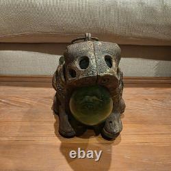 AntiqueFrog Garden Lantern Cast Iron Glass