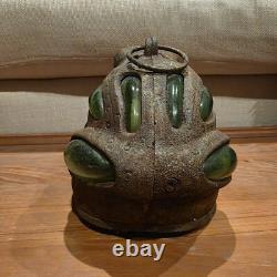 AntiqueFrog Garden Lantern Cast Iron Glass