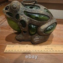 AntiqueFrog Garden Lantern Cast Iron Glass