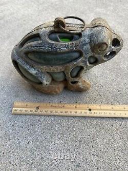 AntiqueFrog Garden Lantern Cast Iron Glass