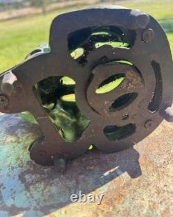 AntiqueFrog Garden Lantern Cast Iron Glass Vintage Stunning