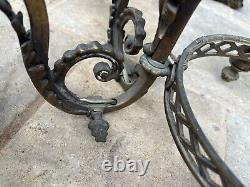 Antique 1800's Brass Gasolier Chandelier Light with Orig. Shades 36 Complete