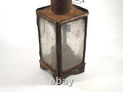 = Antique 1800's Whale Oil Farm Lantern Lamp Tin & Glass Primitive