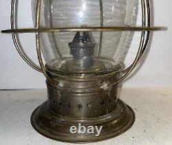 Antique 1860 Boston Sandwich Glass Whale Oil Lantern Lamp Brass Best Lantern