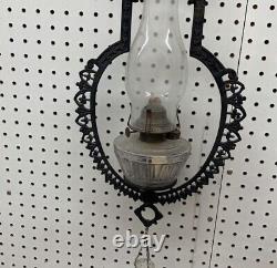 Antique 1871 Cast Iron Hanging Oil Lantern Lamp