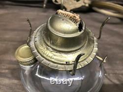 Antique 1876 kerosene Eagle lamp withornate wall bracket and 8 mercury reflector