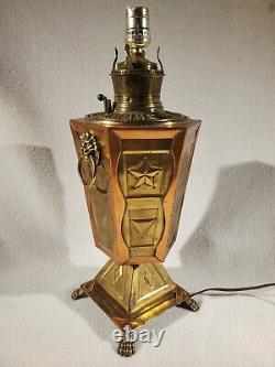 Antique 1889 1890 Bradley & Hubbard B&H Brass Electrified Oil Lamp Copper Brass
