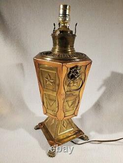 Antique 1889 1890 Bradley & Hubbard B&H Brass Electrified Oil Lamp Copper Brass