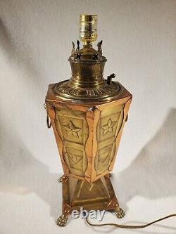 Antique 1889 1890 Bradley & Hubbard B&H Brass Electrified Oil Lamp Copper Brass